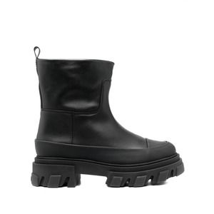 NWT Ganni Tubular Low Black Leather Chunky Lug Sole Boots 37 / 7